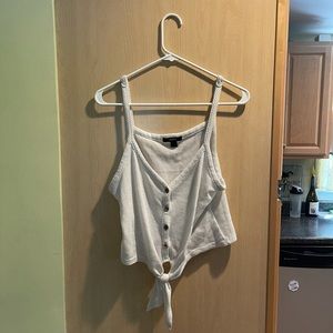 Forever 21 White Front Tie Tank Top